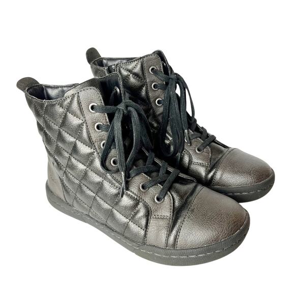 Boc Vegan Leather Grey Leather Quilted Side Zip Booties Women’s Size 6M - Picture 1 of 15